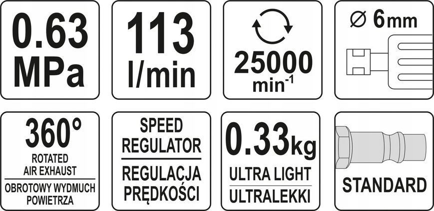 Шліфувальна пневматична машина Yato YT-09633 YT-09633 фото