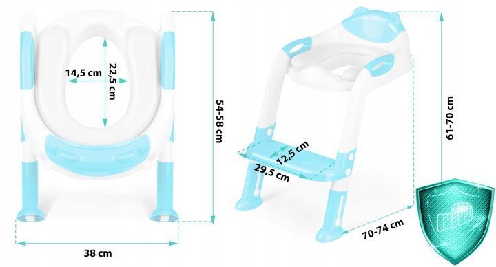 Накладка на сидіння для унітазу з драбинкою Ведмедик Ricokids (голуба) RK-292 RK-292 фото