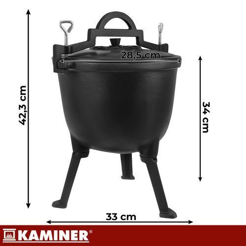 Котел чавунний емальований 8л з кришкою Kaminer 27375 27375 фото
