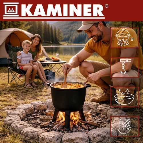 Котел чавунний емальований 8л з кришкою Kaminer 27375 27375 фото
