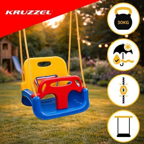 Дитяча гойдалка 3в1 жовто-синя Kruzzel 23552 23552 фото