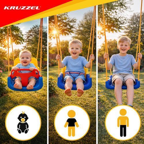 Дитяча гойдалка 3в1 жовто-синя Kruzzel 23552 23552 фото