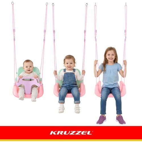 Дитяча гойдалка 3в1 рожево-бірюзова Kruzzel 27356 27356 фото