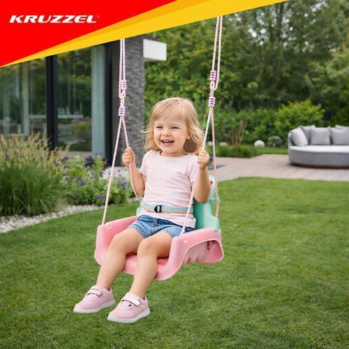 Дитяча гойдалка 3в1 рожево-бірюзова Kruzzel 27356 27356 фото