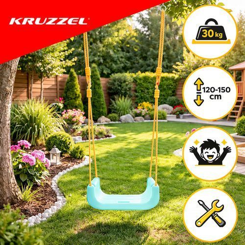 Дитяча гойдалка 3в1 кремово-бірюзова Kruzzel 27359 27359 фото