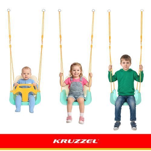 Дитяча гойдалка 3в1 кремово-бірюзова Kruzzel 27359 27359 фото