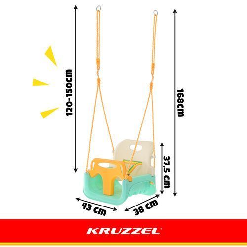 Дитяча гойдалка 3в1 кремово-бірюзова Kruzzel 27359 27359 фото