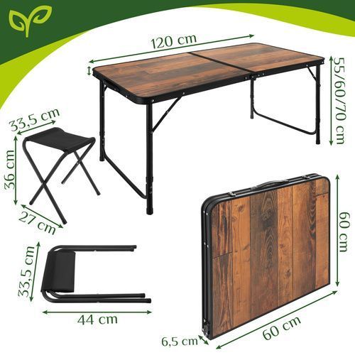 Складний туристичний стіл та 4 стільці Gardlov 27304 27304 фото