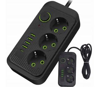 Подовжувач живлення 3 розетки 250 В 2 м 4x USB 1x UCB-C 12381 12381 фото