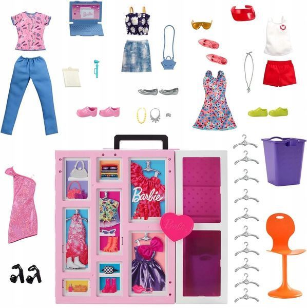 BARBIE ШАФА ДЛЯ ОДЯГУ + Одяг для ляльки Barbie HBV28 HBV28 фото