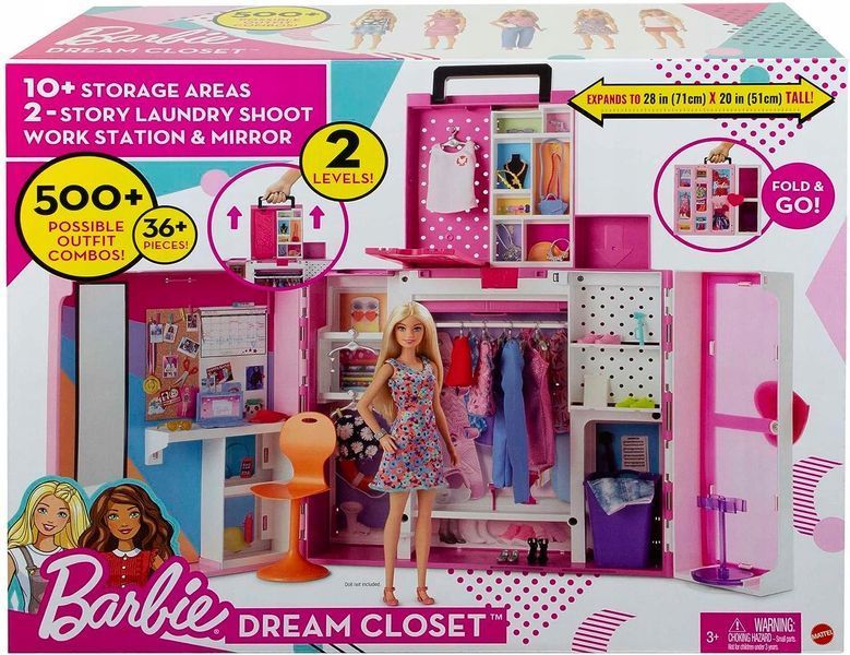 BARBIE ШАФА ДЛЯ ОДЯГУ + Одяг для ляльки Barbie HBV28 HBV28 фото