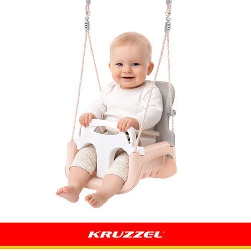 Дитяча гойдалка 3в1 сіро-бежева Kruzzel 27357 27357 фото