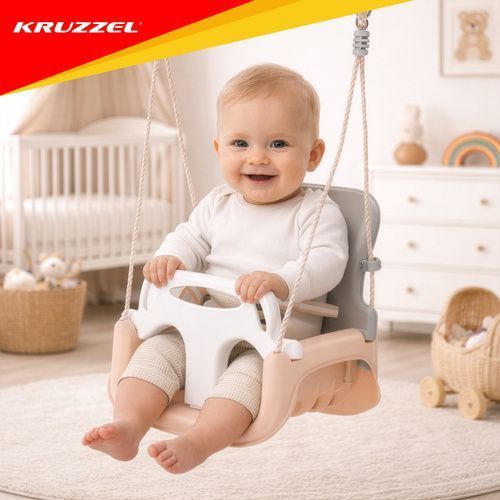 Дитяча гойдалка 3в1 сіро-бежева Kruzzel 27357 27357 фото
