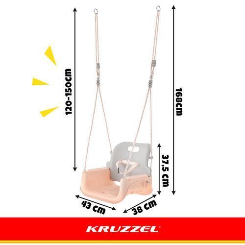 Дитяча гойдалка 3в1 сіро-бежева Kruzzel 27357 27357 фото