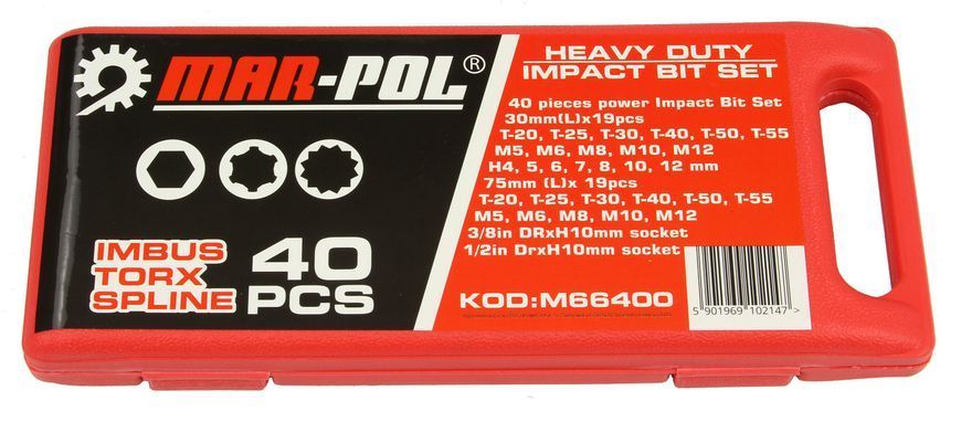 Біти для ключів 40шт IMBUS TORX SPLINE Mar-pol M66400 M66400 фото